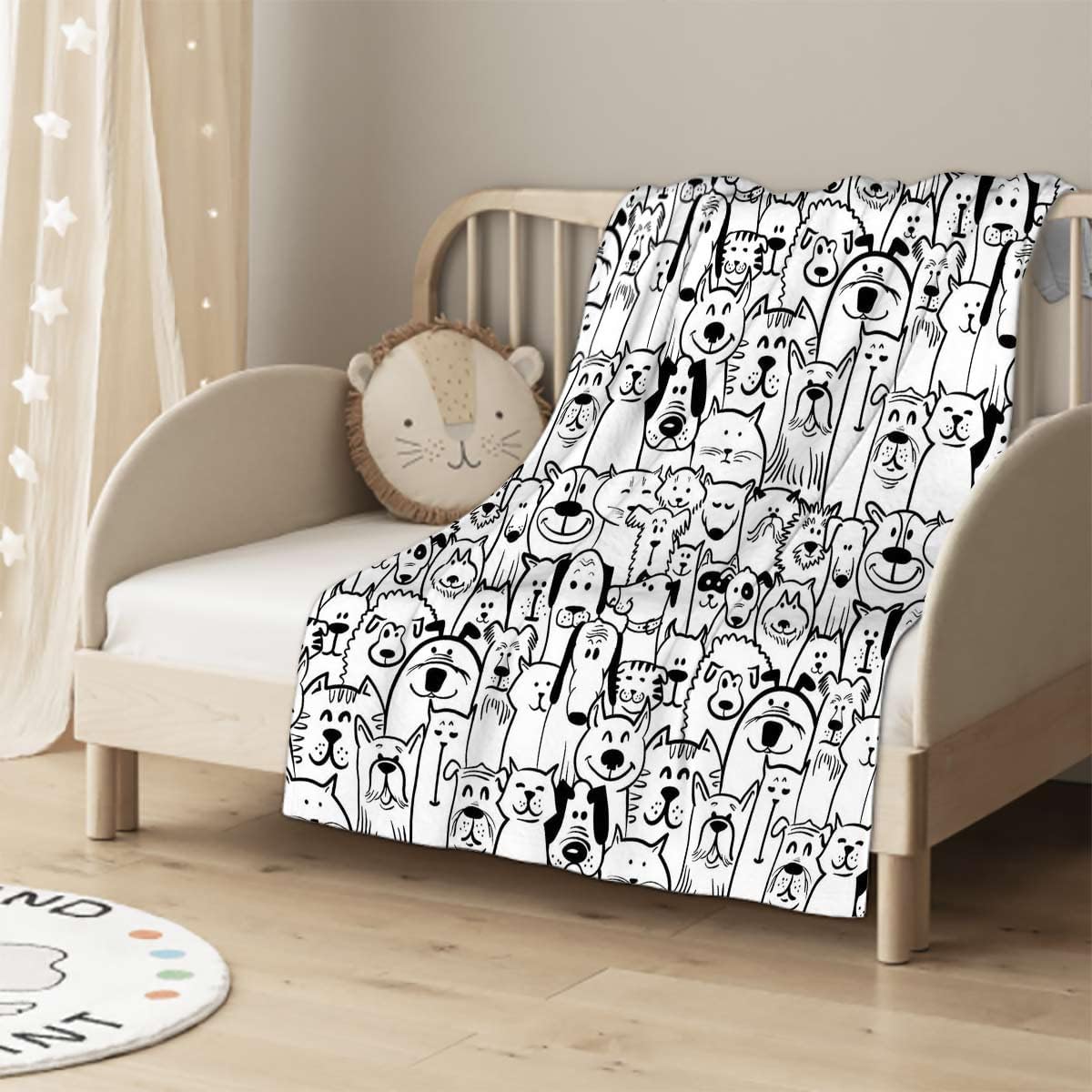 review Pet Group Dogs Black and White Fleece Blanket Throw Lightweight Super Soft Cozy Luxury Bed Blanket Microfiber 40x60 Inches