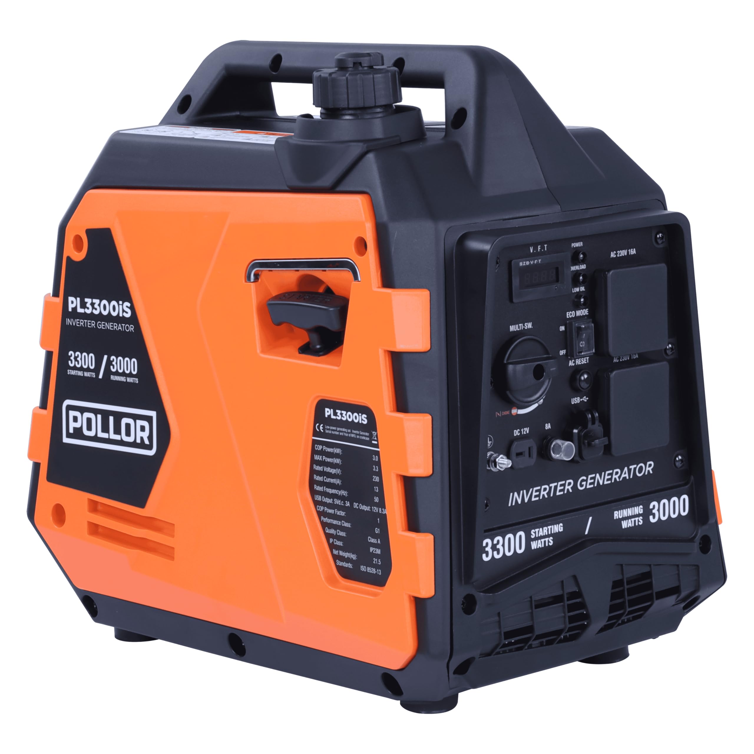 3300W Portable Petrol Inverter Generator, Quiet 4-Stroke Suitcase Generator for Camping, Caravan, Outdoor & Emergency Power