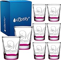 Vista 46 de Vasos de chupito personalizados elaborados con nombre de círculo de 2 onzas, parte inferior negra con texto personalizado para regalos, bodas