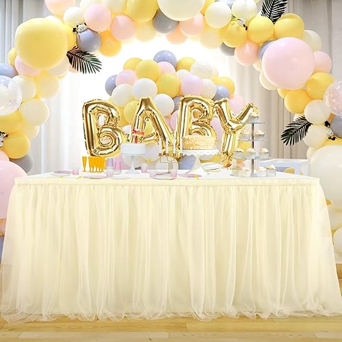 Miniatura 58 de Suppromo - Falda de mesa con tutú de calidad superior, con 3 capas de malla, plisada, de tul, para fiestas, bodas, baby shower, fiestas de Rosa