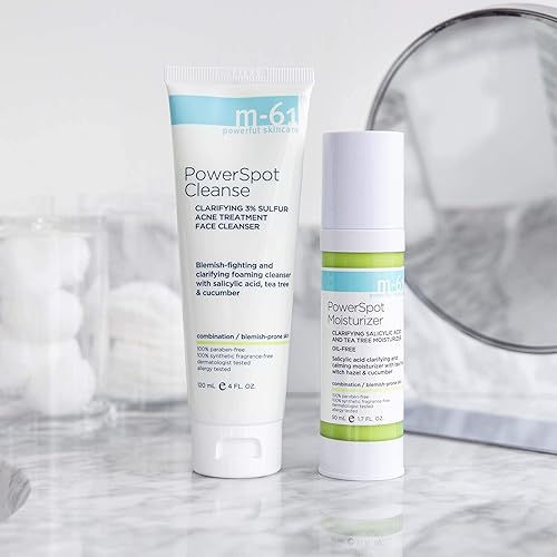 Miniatura 4 de m-61 PowerSpot Hidratante | Hidratante clarificante sin aceite con ácido salicílico, árbol de té, hamamelis y pepino. Para piel grasa, combinada y