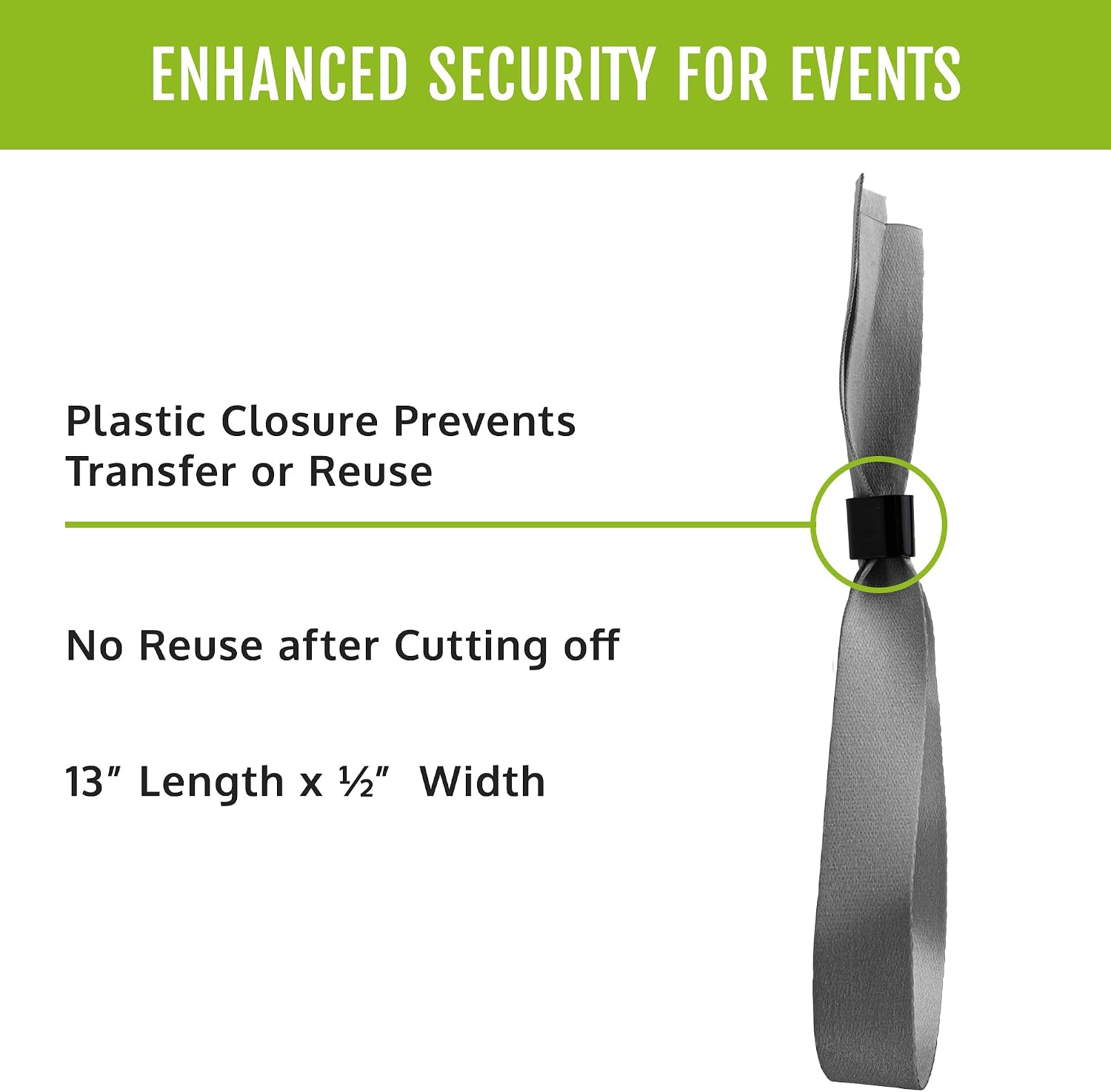 100 Wristco Silver Cloth Event Wristbands – Plastic Closure image 2