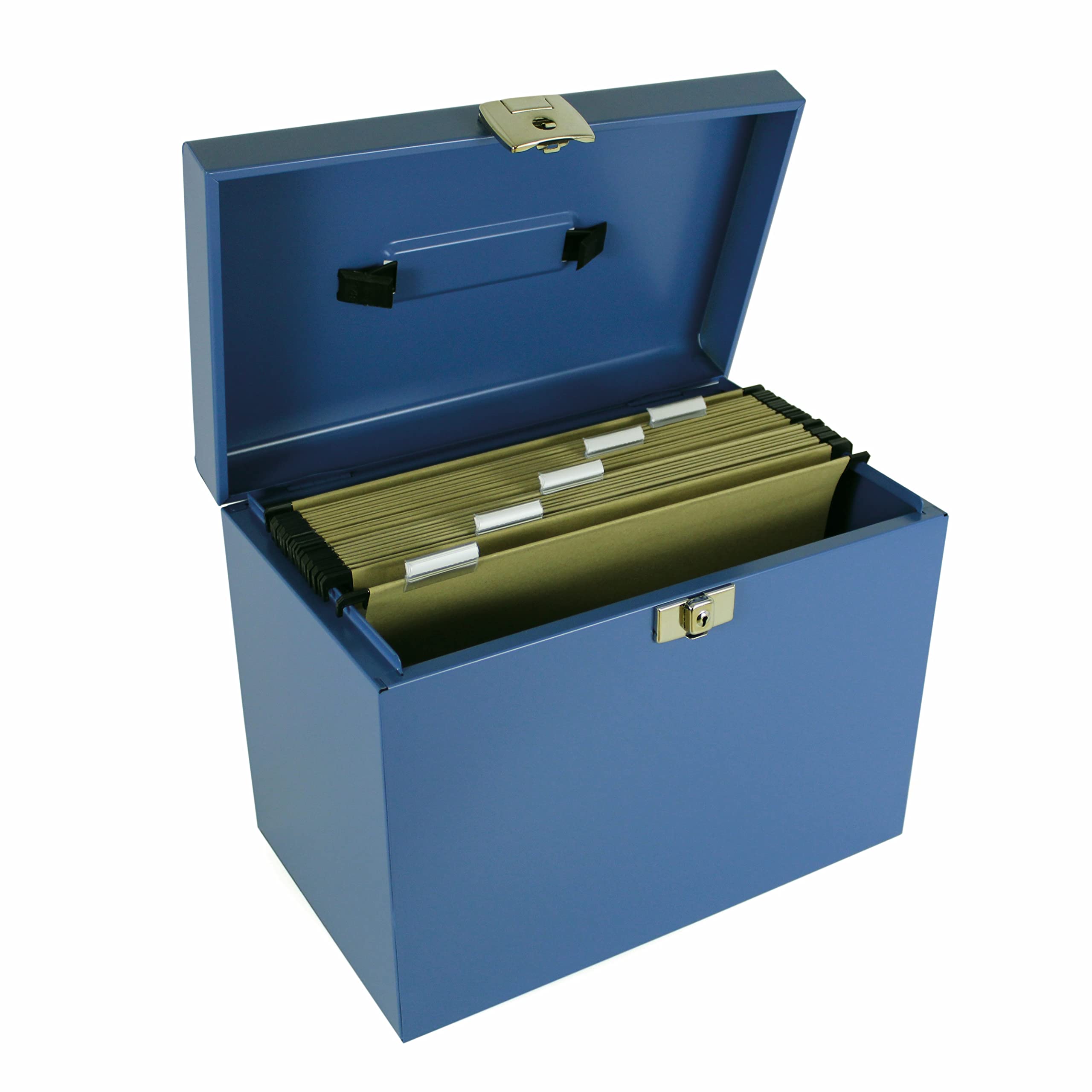 Pierre Henry Classeur ménager en métal + 5 dossiers suspendus bleu distant