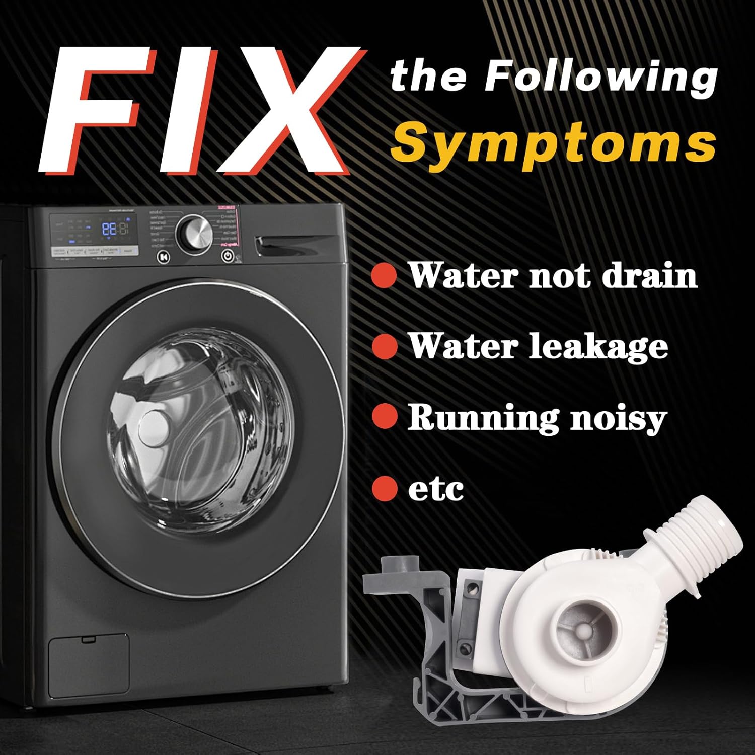 Upgraded W10727777 B25-3A04 Washer Drain Pump,Compatible with Whirl-pool,Ken-more,May-tag,Cros-ley Top Loader Washing Machine, Replaces W10876600 W10876600VP AP6004933 PS11738156 4455877