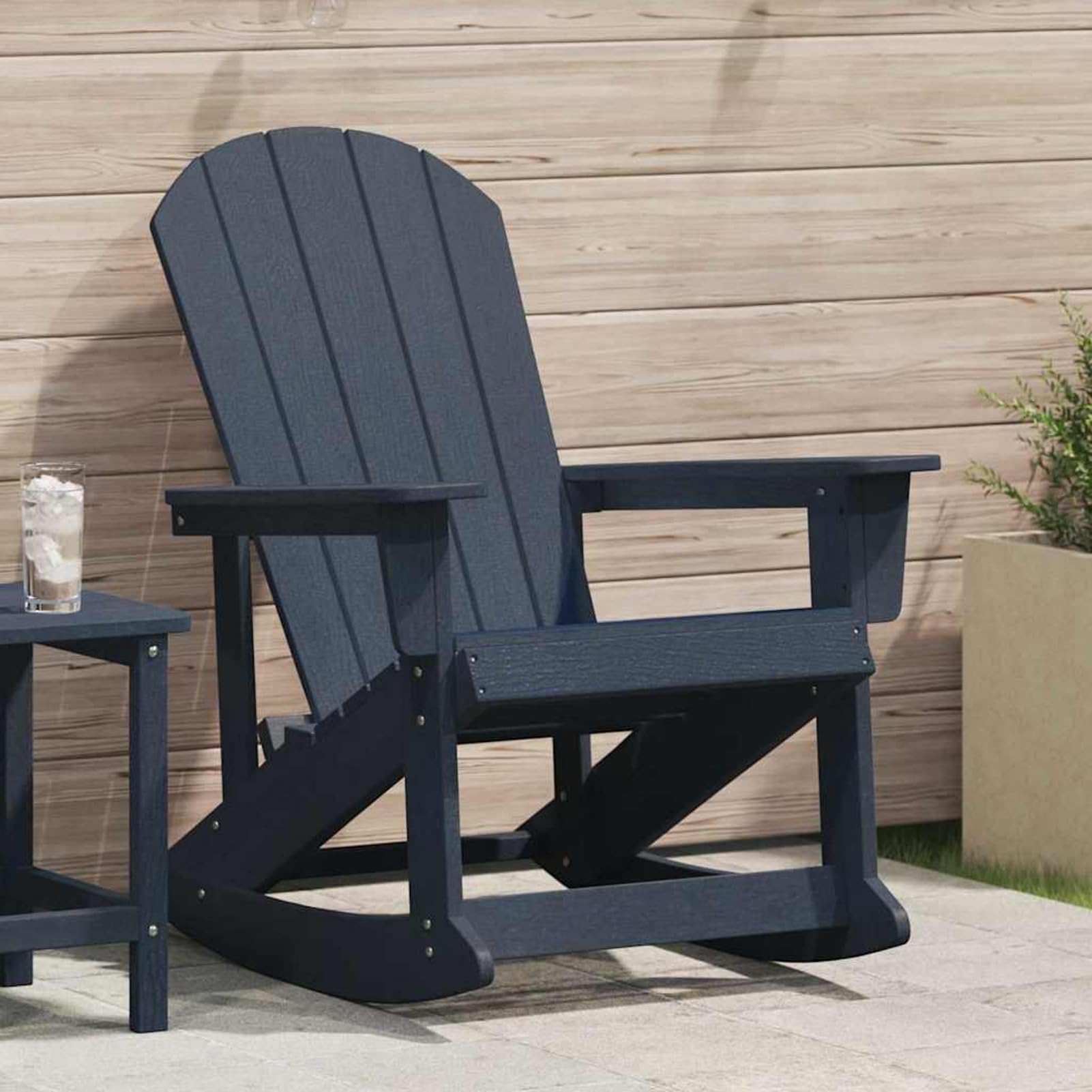 Fauteuil à bascule Adirondack en PEHD marine 73,5x92x90 cm