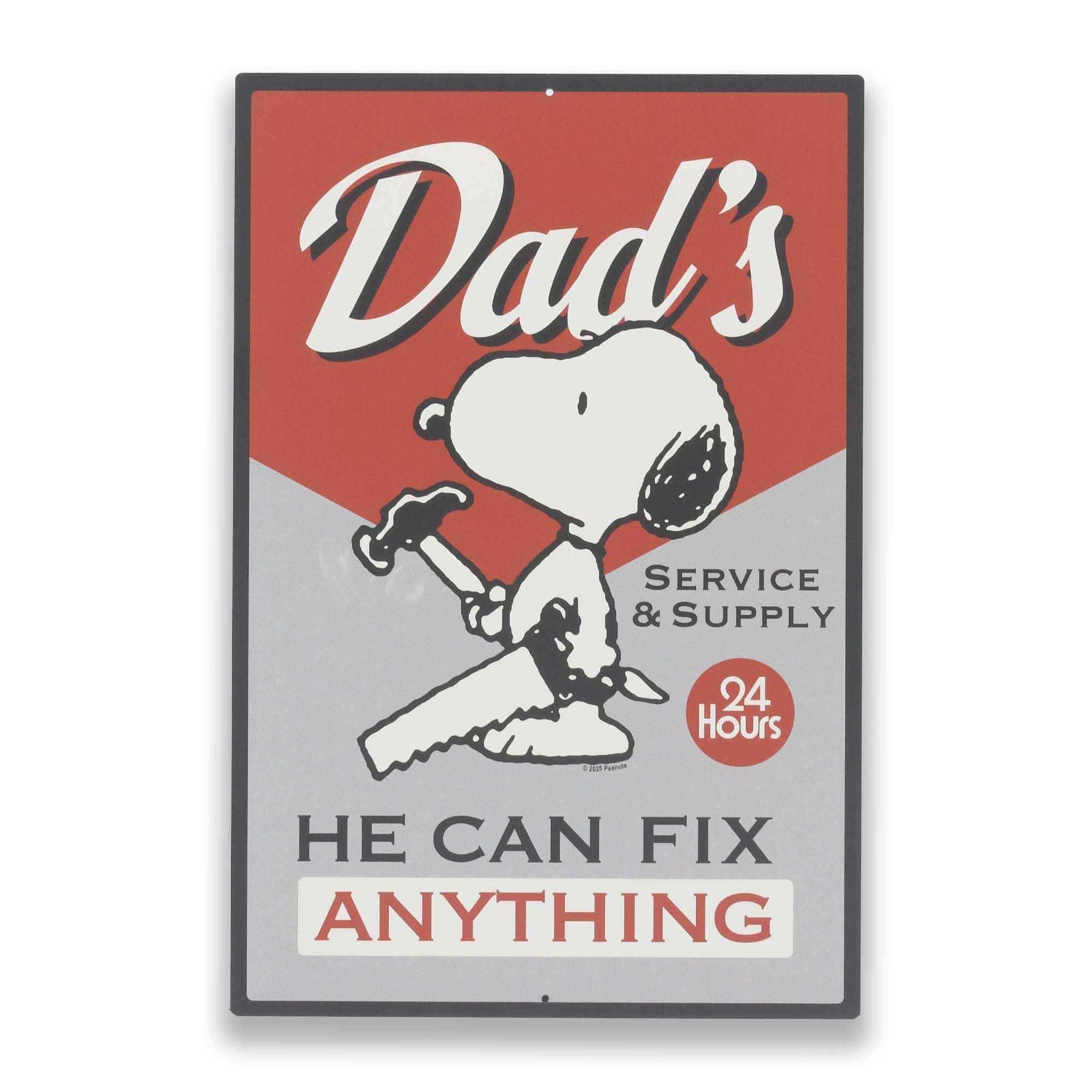 Peanuts Snoopy Dad Can Fix Anything Metal Sign - Funny Snoopy Wall Decor for Garage or Man Cave - Great Gift Idea