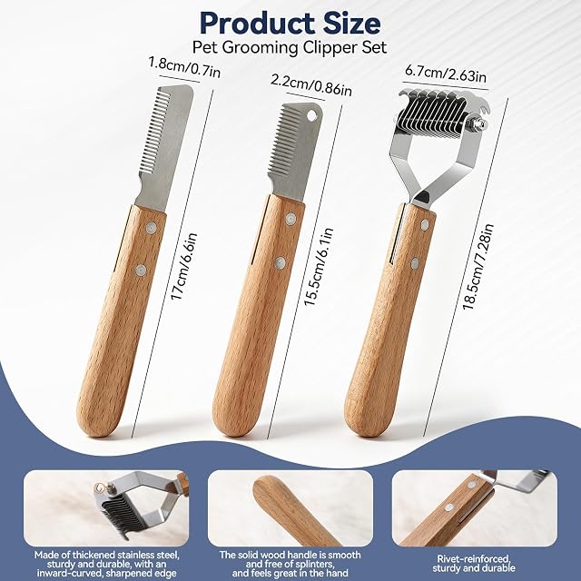 Foto 2 de 7 de Quorumsg 3 Piezas Cuchillo pelador Profesional para Perros de Madera