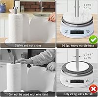 Vista 4 de Soporte para toallas de papel para encimera con base de mármol blanco ponderado de 7 pulgadas, soporte moderno de pie para rollo de papel, acabado