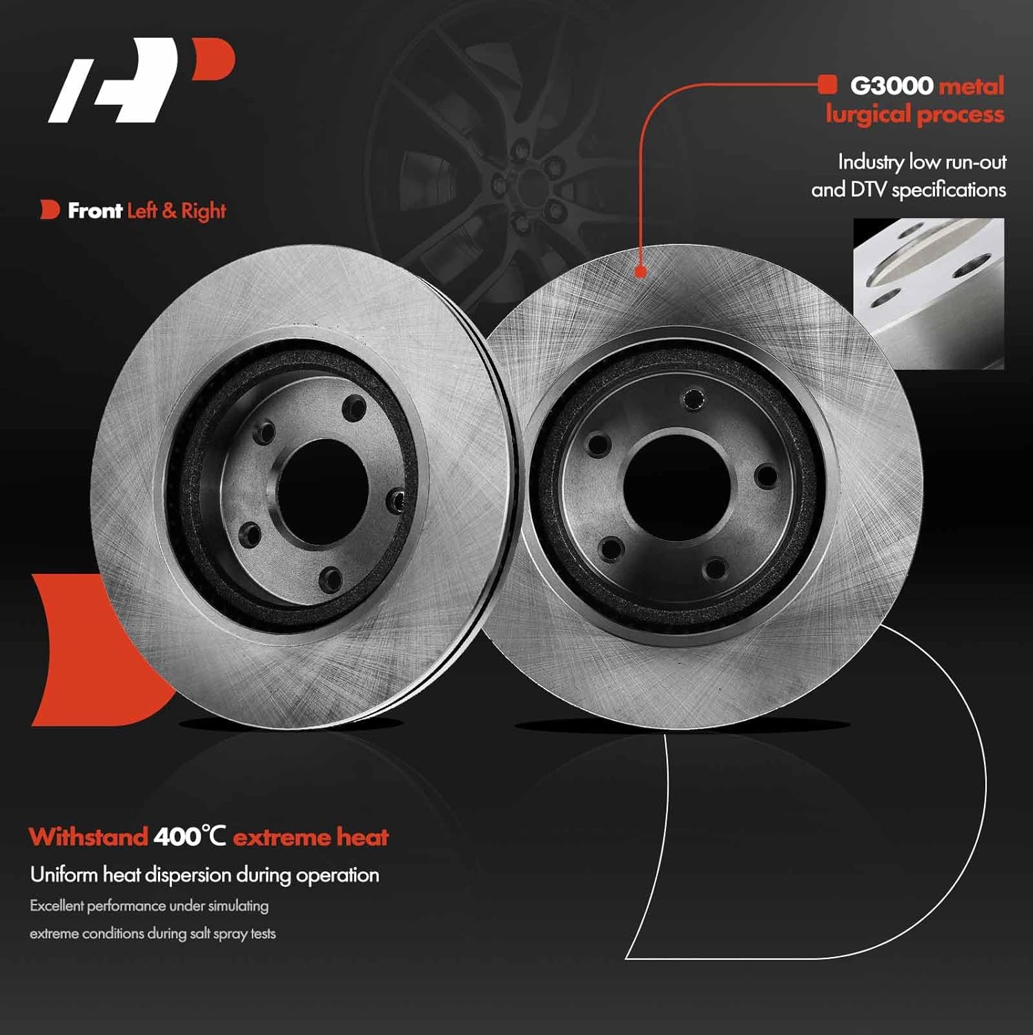 A-Premium 11.65 inch (296mm) Front Vented Disc Brake Rotors Compatible with Select Nissan Models - Altima 2007-2012, 2013 Coupe Only, 2014-2019, 2-PC Set