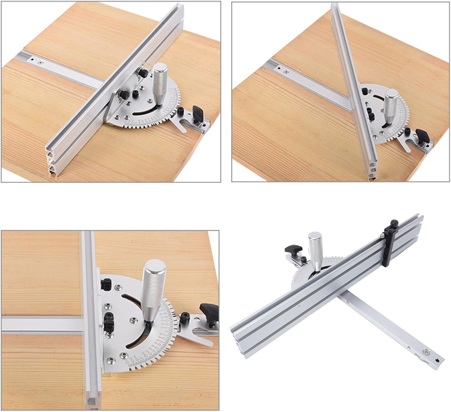 Fafeicy Adjustable Aluminum Miter Gauge for Table Saw 410mm Push Ruler Tool with Flip Stop for Precision Woodworking