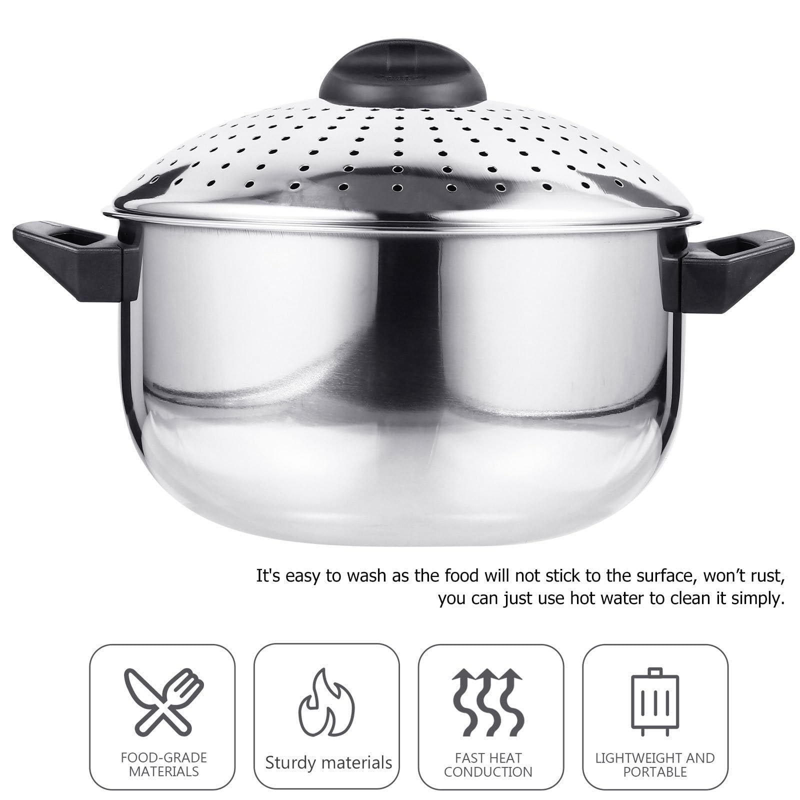 ARTIBETTER Olla Multifuncional de Acero Inoxidable Tapa Coladora para Cocinar Fideos y Pasta, Base Resistente para Uso en Cocina Aire Libre