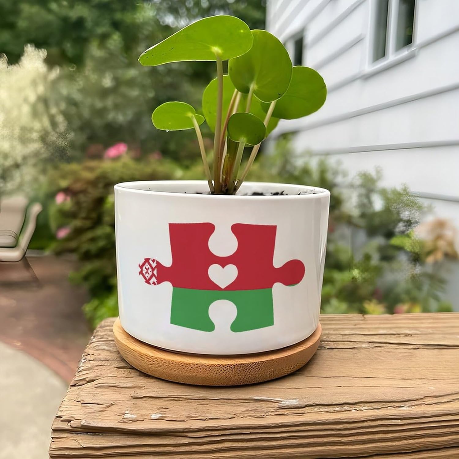 Belarus Flag Puzzle with Heart Ceramic Planter Festival Flags Planters for Indoor Plants with Drainage Holes and Saucers Pot for Succulents Cactus Garden Windowsill