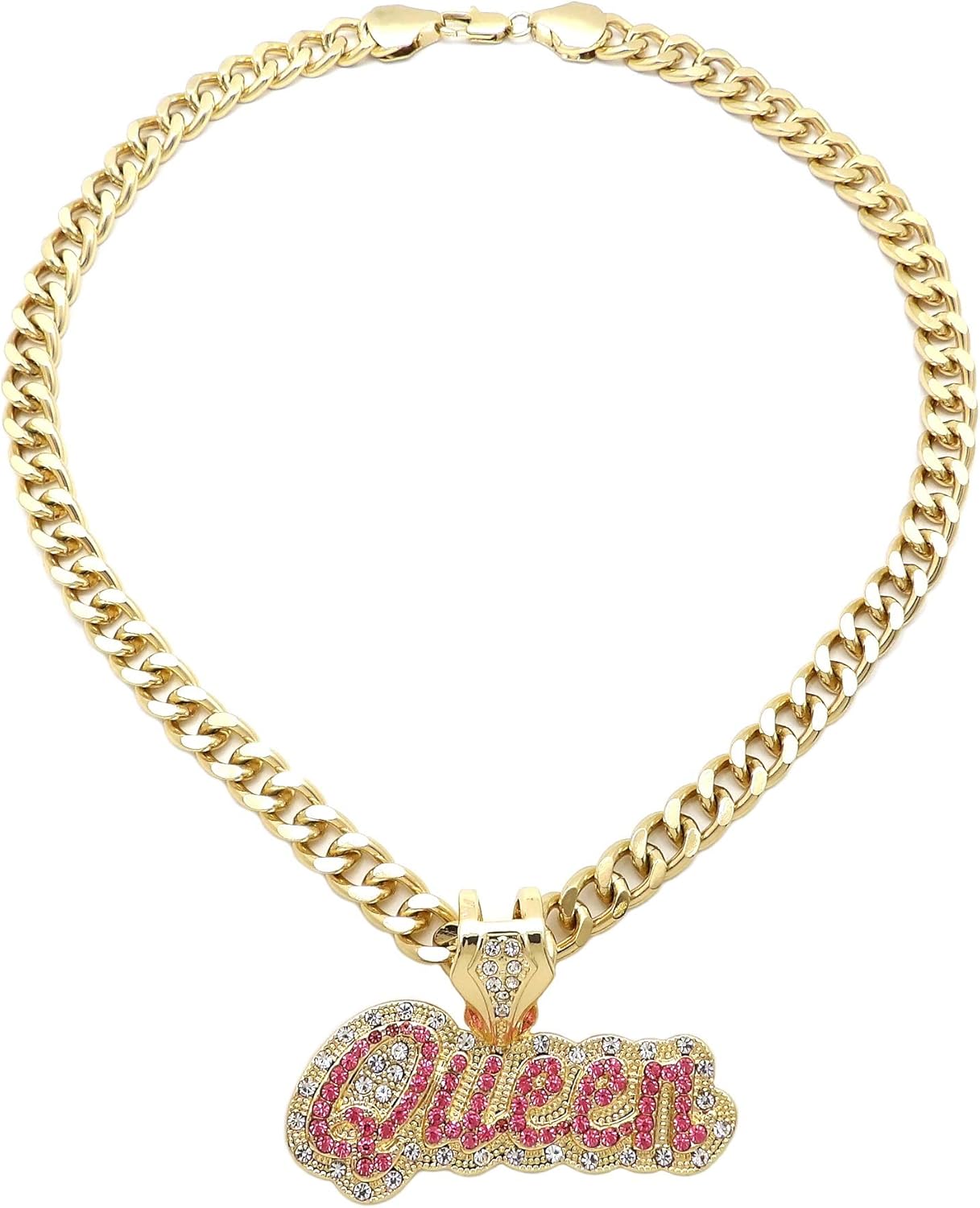 SJ ICED Out Queen Pendant & 11mm/20 Cuban Chain Womens Necklace RC3397