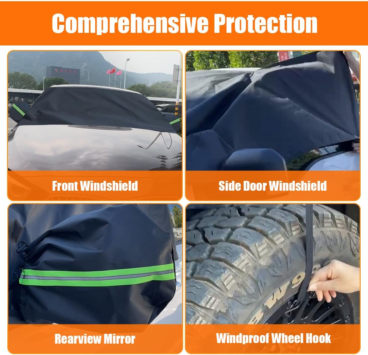 sportuli Windshield & Front Side Window Snow Cover Replace for 2013-2023 Toyota Camry, 600D Oxford Cloth Windshield Cover with Mirror Cover for Snow Rain Protection