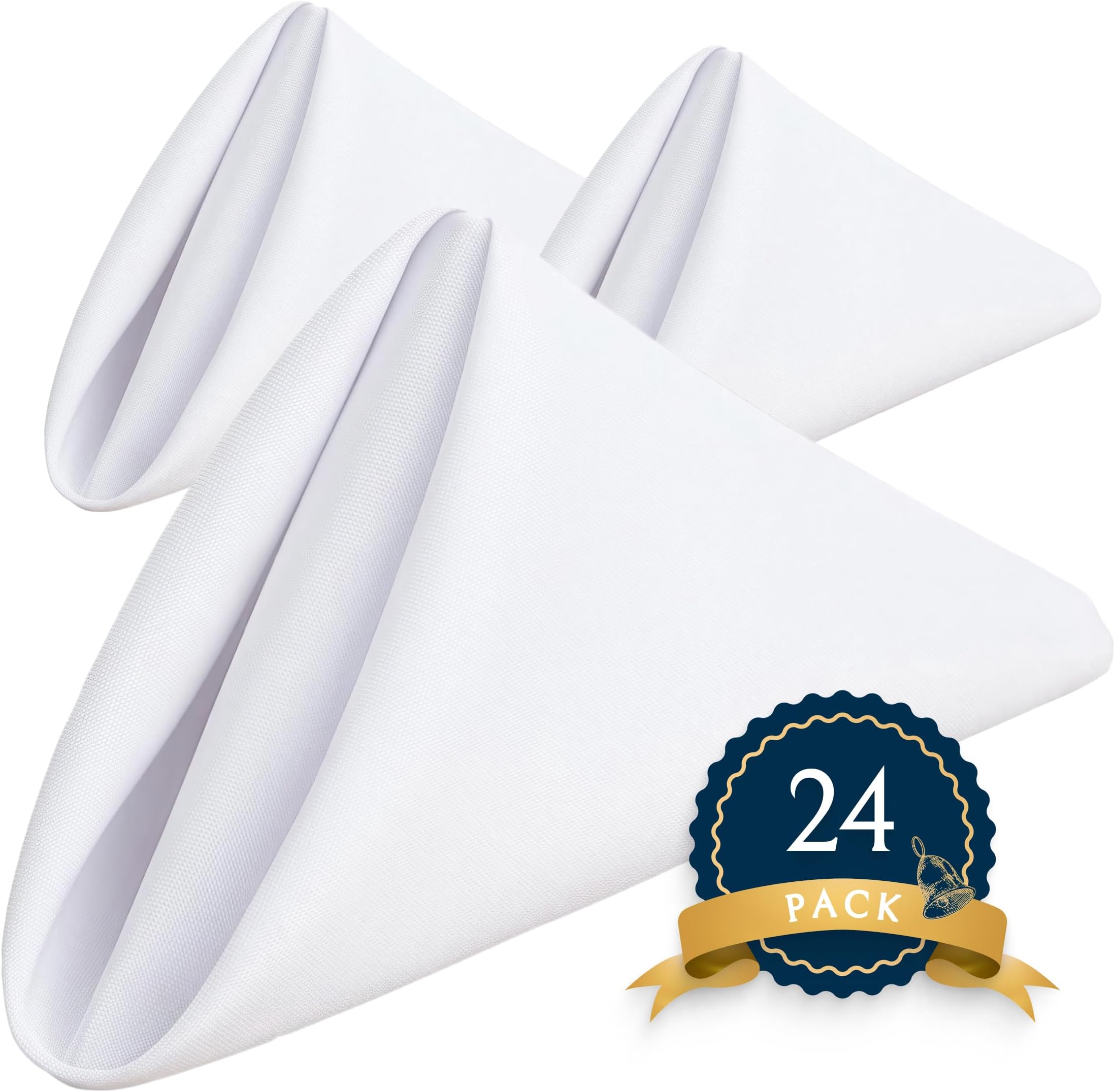 Wealuxe[24 Pack, White] 100% Polyester Soft Durable Washable Cloth Table Napkins 17 x 17 Inch Great for Restaurants, Dinners and Parties