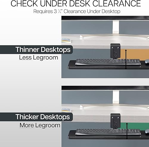 Miniatura 7 de VIVO Bandeja giratoria para teclado y mouse de computadora, plataforma giratoria de 25 x 10 pulgadas con abrazadera de escritorio individual extra