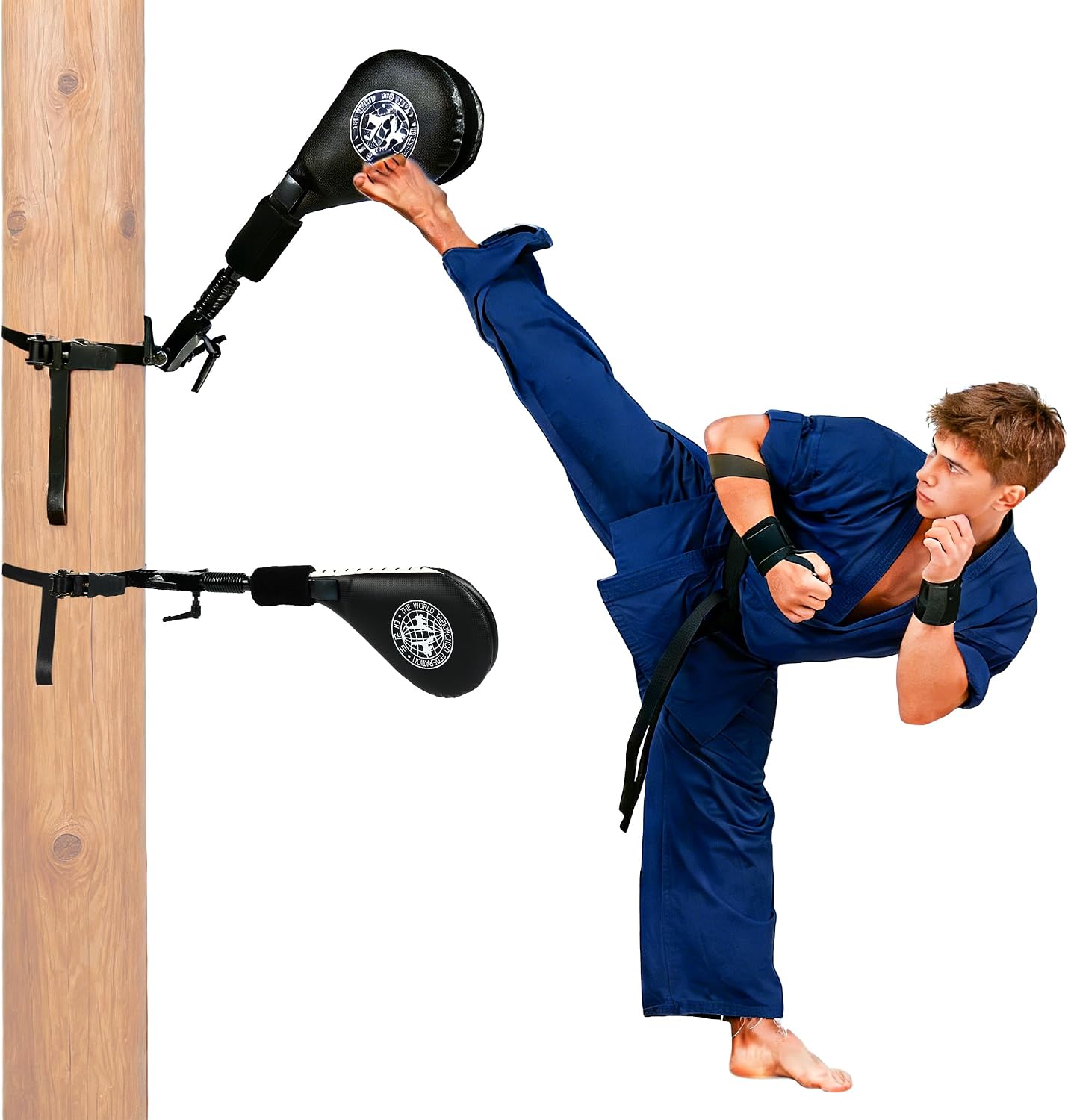 Taekwondo Kick Pads, Kicking Boxing Hands-Free Kicking Pads for Martial Arts with Mounting Bracket for Karate, Kickboxing & Martial Arts Training for Adults and Teens