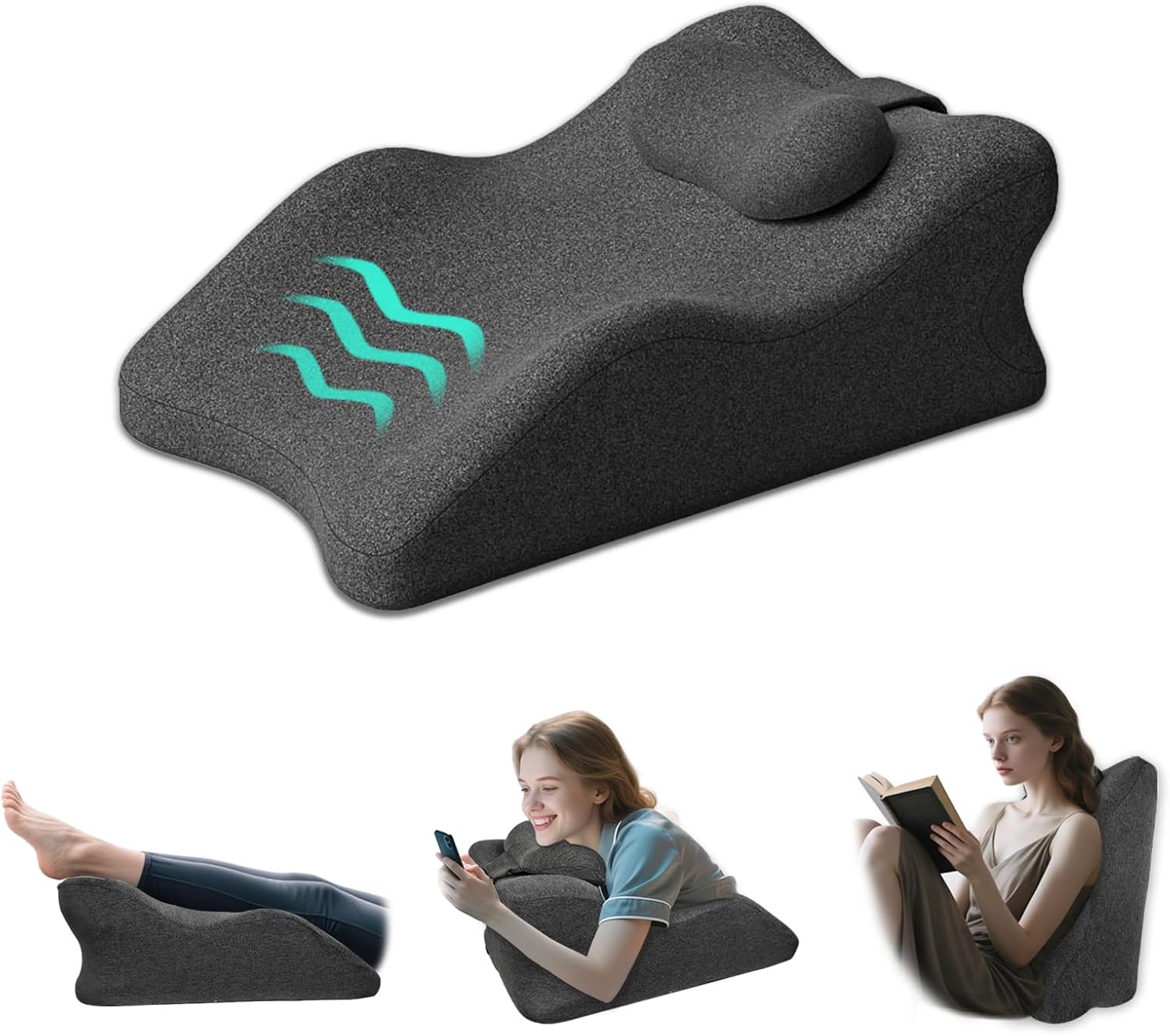 Ergonomic Wedge Prone Pillow,Multi-Functional Bed Pillow,Reading Pillow,Ideal for Bed Breaks,Massage,Reading,Back Support,Sleeping,Anti Snoring, and Leg Pain Relief
