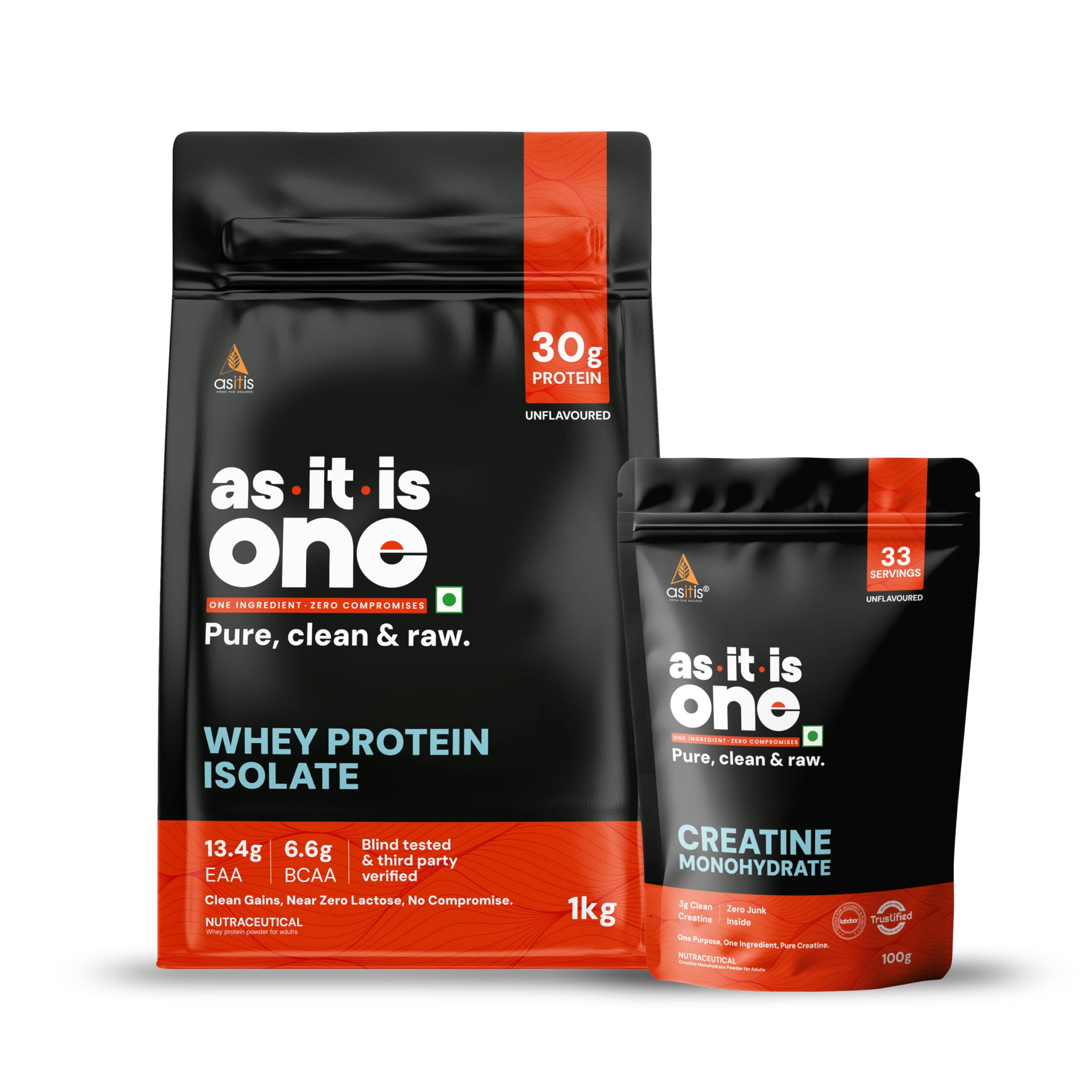AS-IT-IS Nutrition Whey Protein Isolate | Unflavoured (Whey protein Isolate 1kg + Creatine 100gms) | Combo pack-image-21