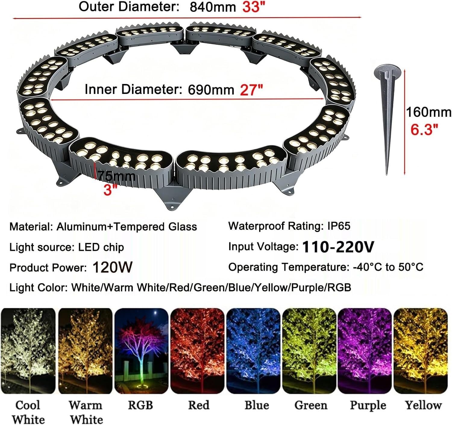 Zewnętrzne lampki choinkowe LED, reflektory krajobrazowe(Rgb,10 Packs)