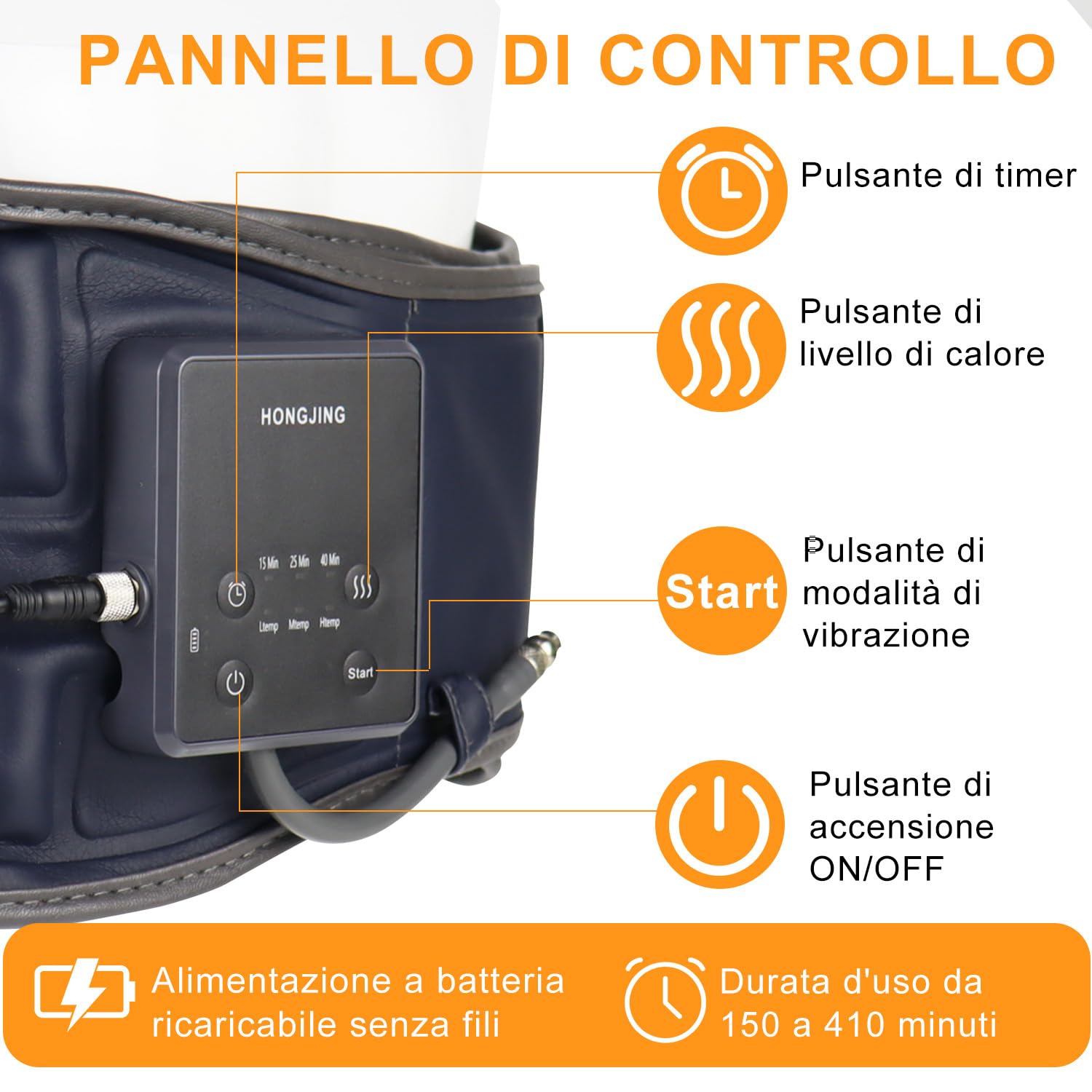 HONGJING Cintura gonfiabile di decompressione della schiena con riscaldamento e vibrazione per il sollievo immediato dal mal di schiena Cintura di supporto spinale con batteria ricaricabile