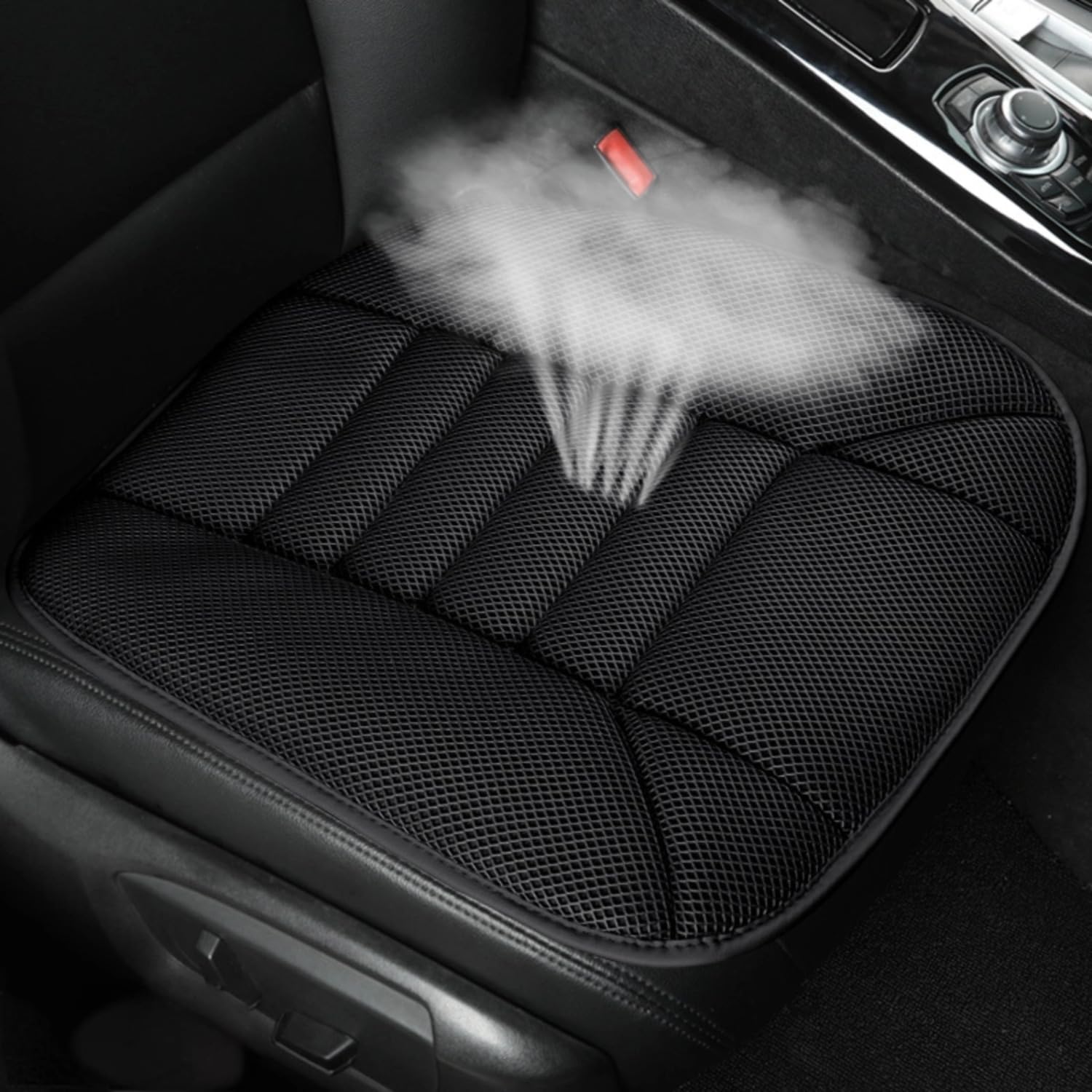 Tryagat Car Seat Cushion for Seat Ateca FR Facelift/Cupra Ateca 2017-2024, Breathable Cooling Mesh Pad Summer Auto Interior Protective Cover Non-Slip Driver Mat,Black