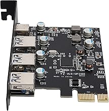 ASHATA PCI-E Expansion Card,PCI Express Expansion Card 4 Ports,3 USB3.0 Ports,1 Type‑C Port,5Gbps Express Adapter Controller Card with Disc,Supports for XP/Vista/Win 7/8/10