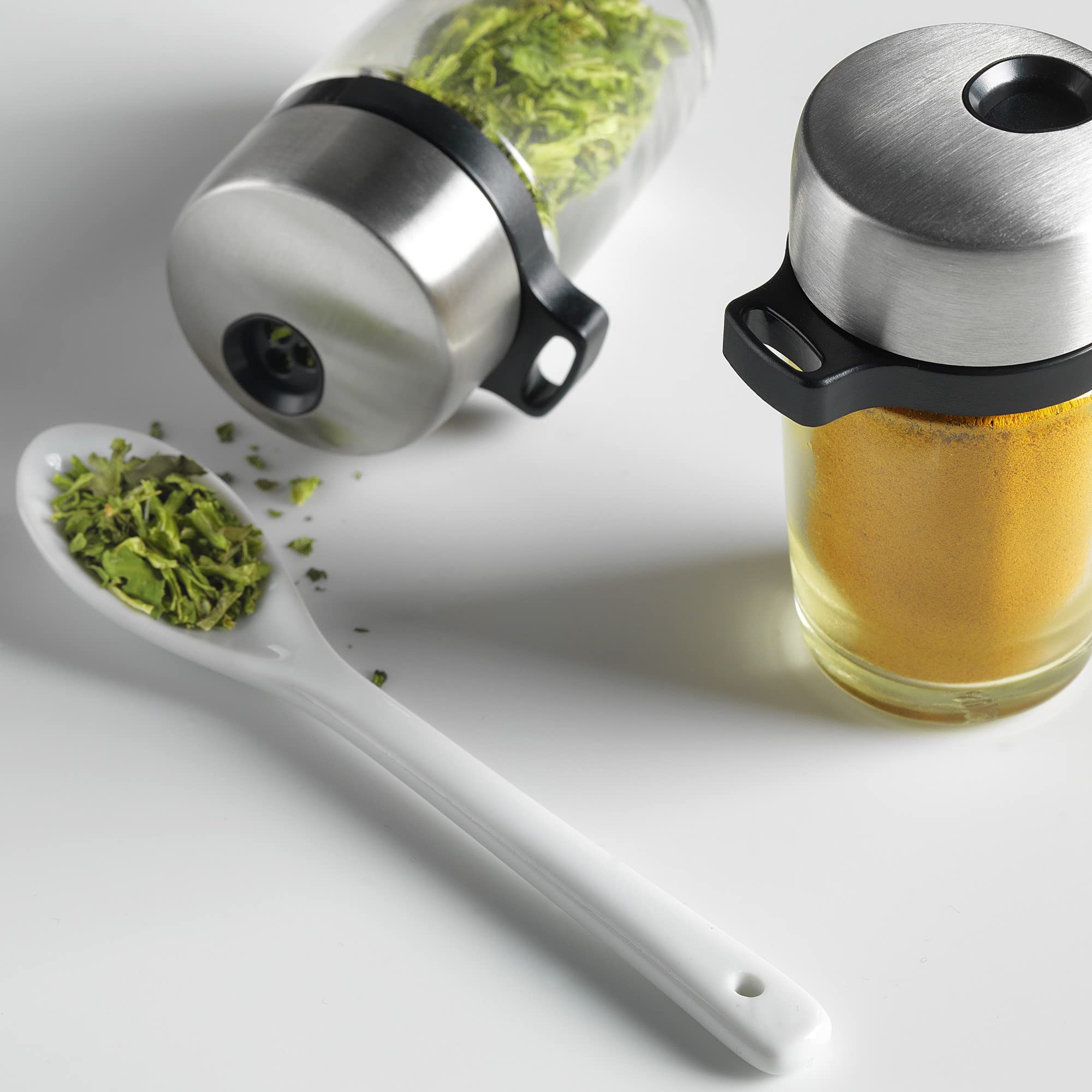 Cole & Mason H121809 Cambridge 20 Glass Spice Jars With Lids Spice