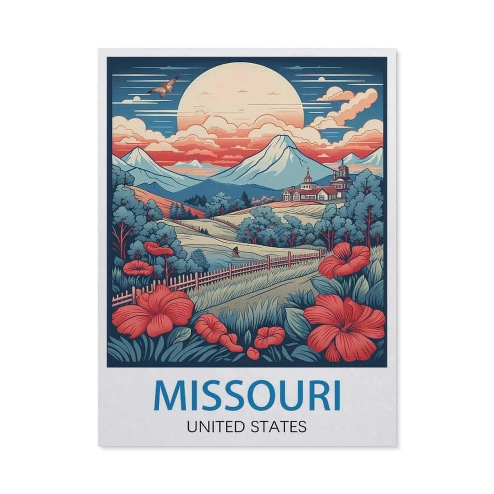 Vintage Wall Decor Metal Poster Plaque，Missouri(15x30cm）