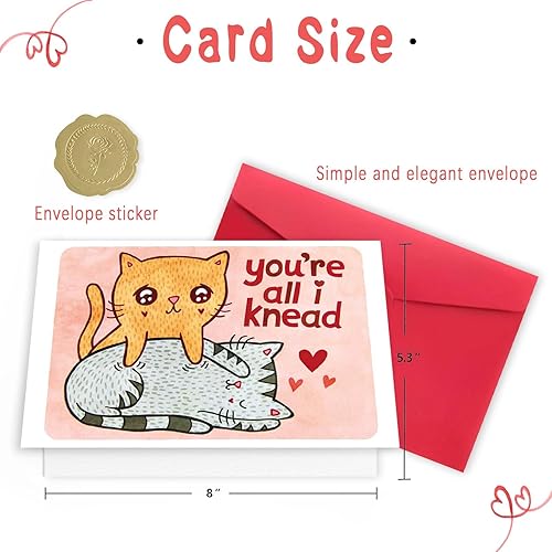 Miniatura 2 de mmuue Tarjeta del día de San Valentín de Sweet Cat para los amantes de los gatos, preciosa tarjeta de aniversario para novio y novia, regalo de