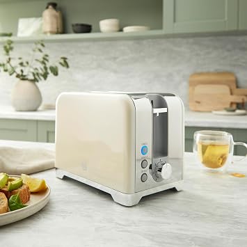 Swan Solace Kitchen Set, 1.7L Kettle, 930W 2 Slice Toaster, SK19026CRM + ST19031CRM, Cream with Chrome Trim