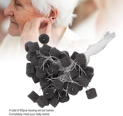 Miniatura 3 de 50 esponjas para audífonos, barrera auditiva, tapones para los oídos de espuma, accesorios para audífonos con cable (negro)
