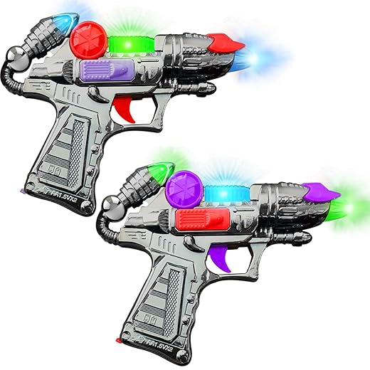 ArtCreativity Ranger Hand-Gun Toy Set with Flashing Lights & Sounds, 2 Cool Futuristic Handguns, Pretend Play Toy Gun, Great Party Favor, Gift for Boys and Girls, Batteries Included- Colors May Vary