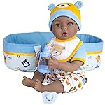 Aori Black Reborn Baby Dolls - 18 Inch Black American Lifelike Weighted Newborn Boy with Soft Cloth Body, 8pc Gift Set (Outfit/Bottle/Pacifier) - Realistic Baby Doll Safe for Ages 3+