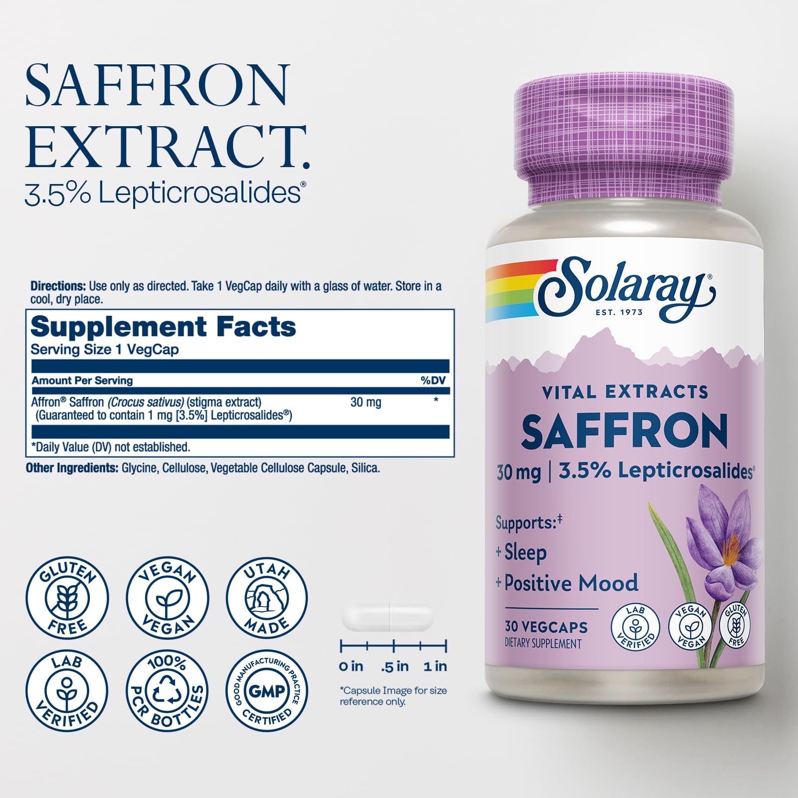SOLARAY Saffron Extract, 30 VegCaps — Amazon image 2