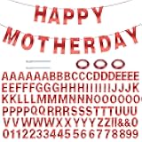 116 Pcs DIY Glitter Customizable Banner Kit Custom Banner Including 111 Letters and Numbers 3 Rope and 2 Threading Device for Personalized Decor for Birthday Banner (Bright Red)