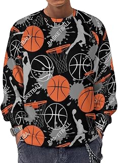 Basketball Sport Pattern Men's Sweatshirts Basic Crew Neck Long Sleeve Pullover Sweater Tees Tops
