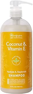 RENPURE Plant Based Coconut & Vitamin E Shampoo for Dry Hair - Sulfate Free Shampoo, Paraben Free & Color Safe - Naturally...