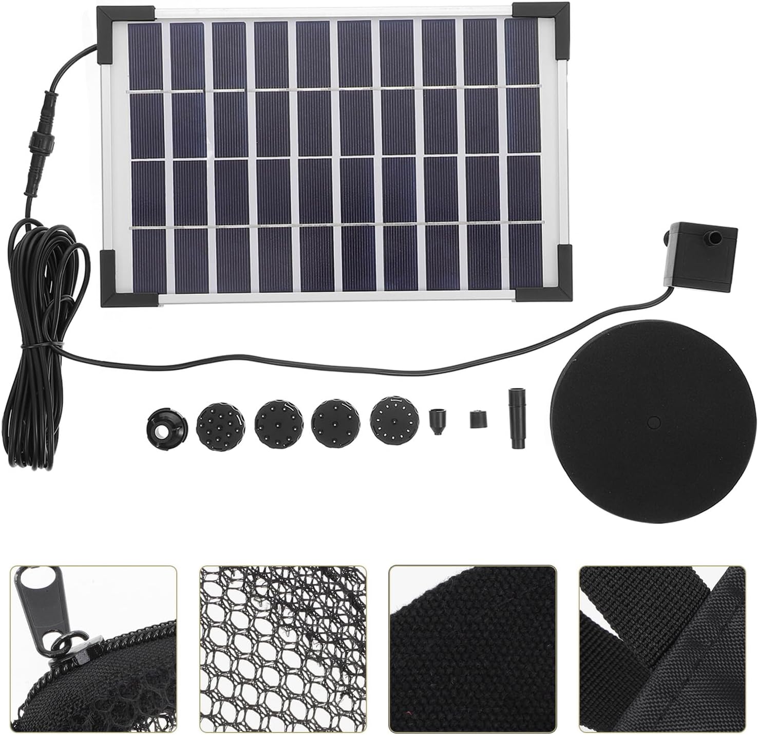 Solar Water Pump Fountain with 5 Nozzles, 5w Outdoor Garden Solar Fountain Pump for Bath and Patio Water Feature