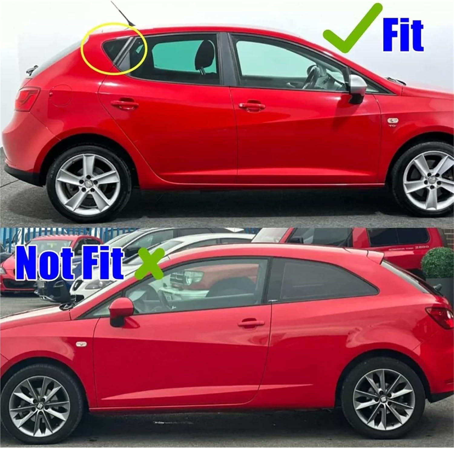 Car Rear Louver Window Side Shutter Cover Compatible For Seat Ibiza 2008 2009 2010 2011 2012 Trim Sticker Vent Scoop ABS Carbon Fiber ABS(Style 1)