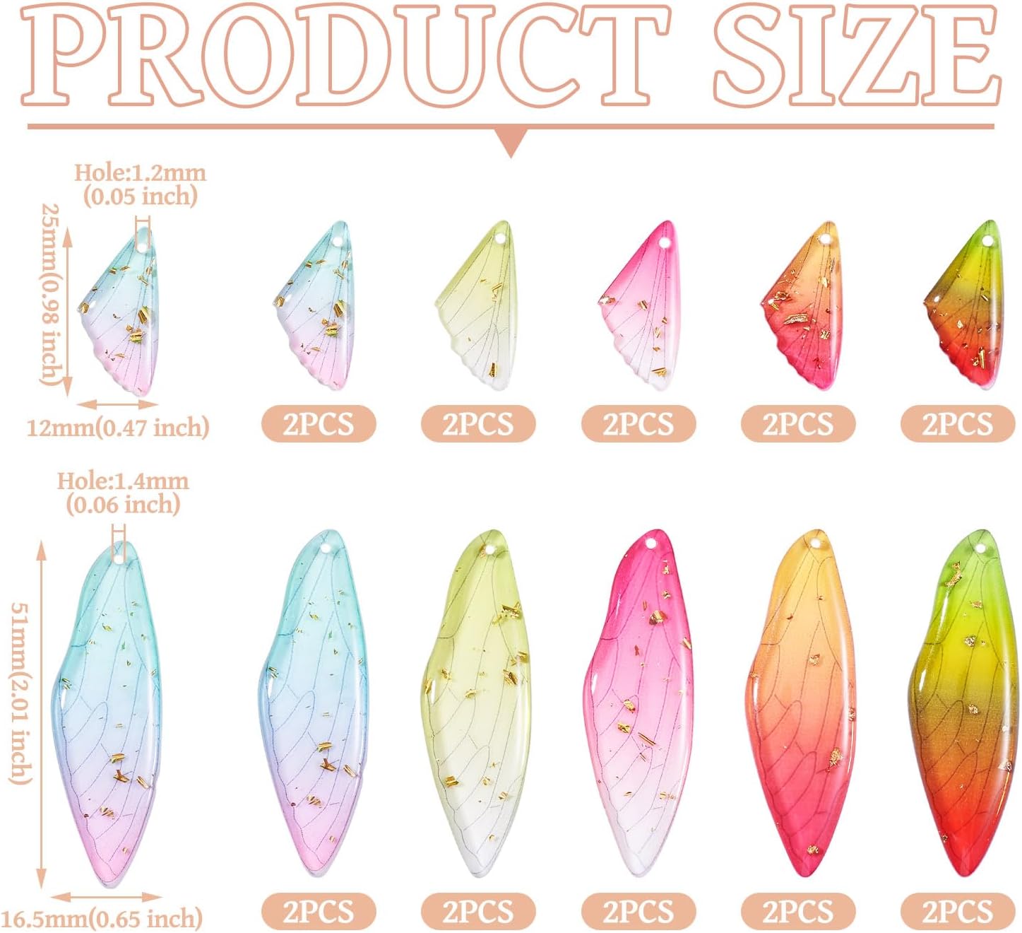 Resin Wing Charms Multi Colors Insect Dragonfly Wings Feather Dangle Charms Butterfly Wing Dangle Pendants Earring Jewelry Kits for Jewelry Making image 2