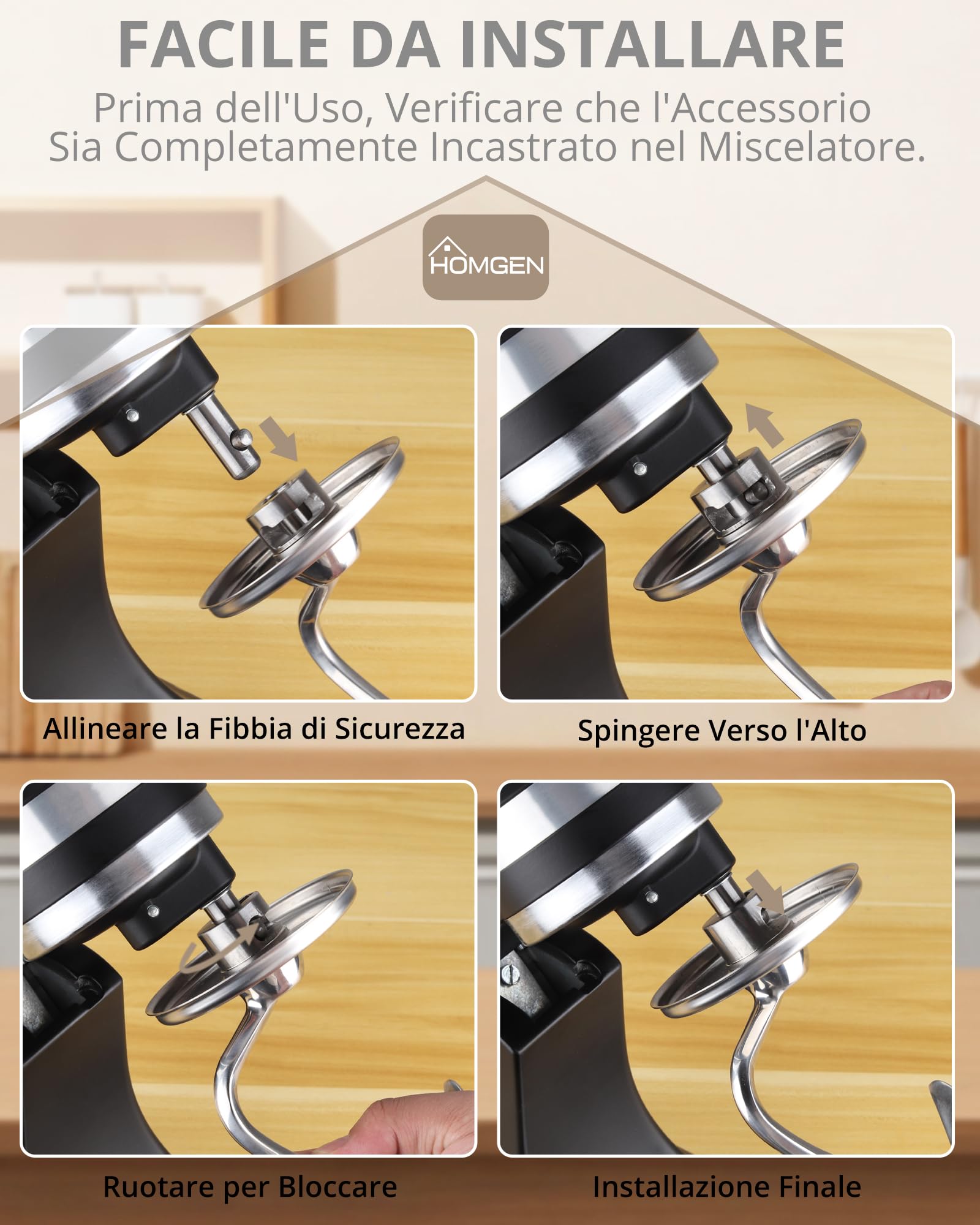 HOMGEN Gancio per Impasto per Impastatrice KitchenAid Miscelatore Fit 4,5-5 Qt Kitchenaid Accessori Gancio in Acciaio Inox Spirale Gancio Pasta Accessorio per KitchenAid Stand Mixer KSM150 K45DH
