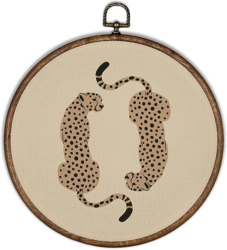 XBBMGG Decoración de pared de leopardo moderno, decoración retro preppy femenina para colgar en la pared, decoración redonda para colgar en la