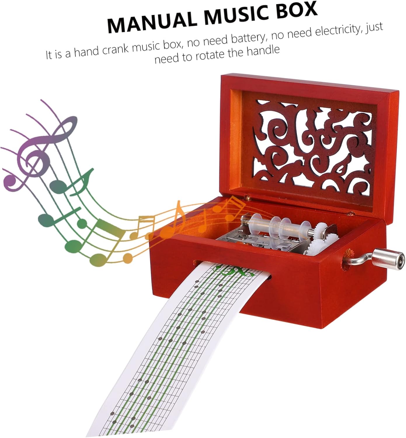 PRETYZOOM DIY Paper Tape Musical Box Kit Mini Manual Wooden Music Box Hand Crank Mechanism for Music Lovers and Creative Projects