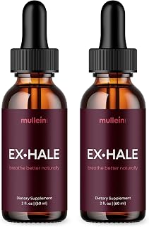 mullein Exhale Drops for Lungs: 2oz, Tincture w/Warming Comfort Sensation - Turmeric, Ginger, Cinnamon, Raw Honey, & More - Clear Up, Recover, & Restore Your Breathing Power - 2 Pack