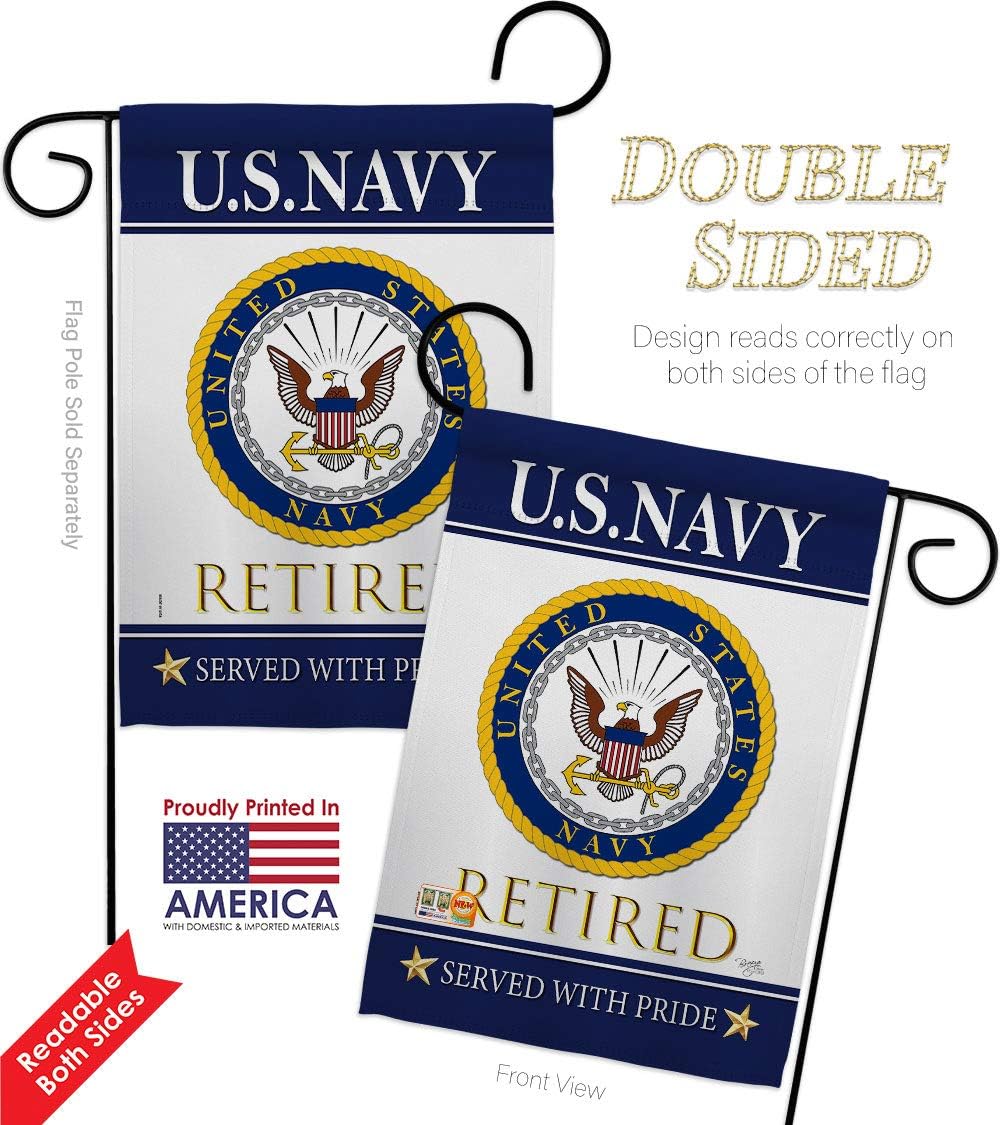 Breeze Decor US Navy Garden Flag Pack Armed Forces USN Seabee United State American Military Veteran Retire Official Applique House Banner Small Yard Gift Double-Sided, Made in USA