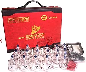 Hansol Professional Cupping Therapy Equipment Set With Pumping Handle 10 Cups & English Manual (Made In Korea - Foto 3