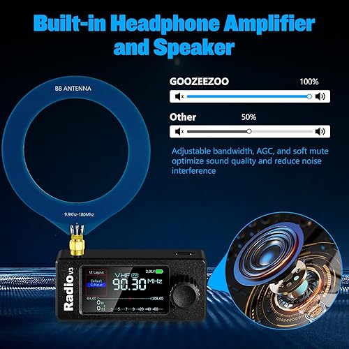 Miniatura 4 de Si4732 Mini Radio V3 Receptor de radio de onda corta de bolsillo  Modo Banda AMFMLSBUSB receptor de banda HF SW MW VHF  Batería de 800 mAh para