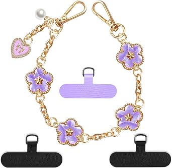 TACOMEGE Phone Charm Purple + Phone Tether Tab Black