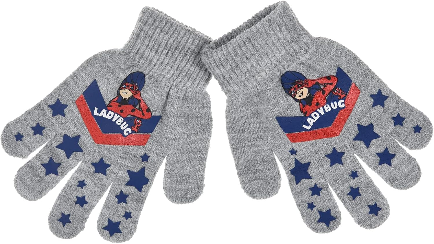 Miraculous Lady Bug - Guantes para niña, color crudo y gris TU (3 a 7 años)